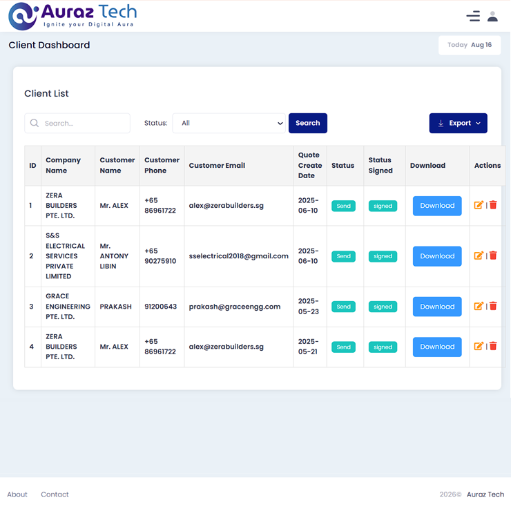 Services and Products Catalog